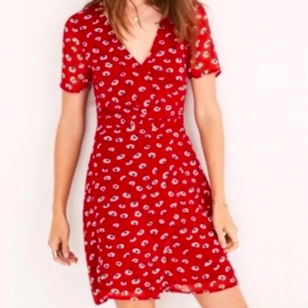 Madewell Gardengate Red Silk Dress, Size 4